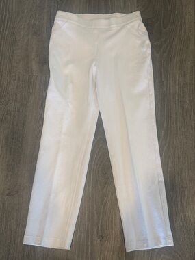 Allison Daley Petite White Knit Pull-On Pants